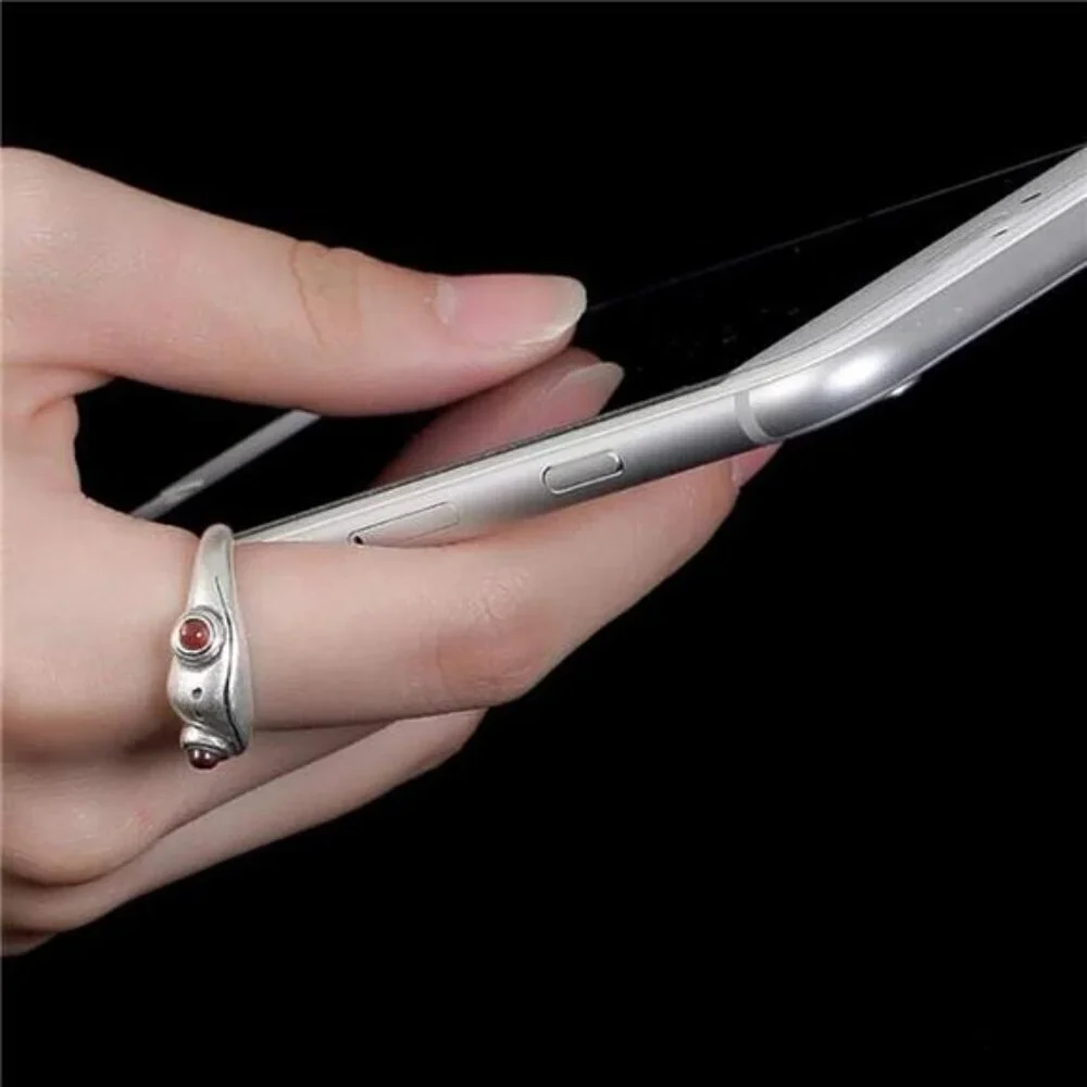 Frog Ring 990 Sterling Silver Cute Animal Jewelry Adjustable